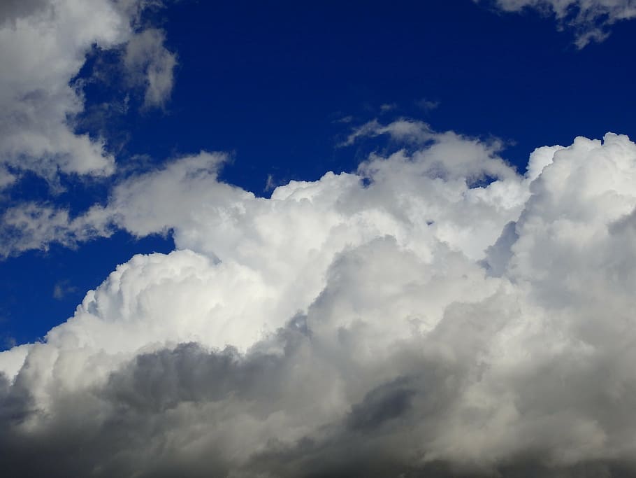 sky, clouds, day, blue, landscape, mood, cotton, fluffy, steam HD wallpaper