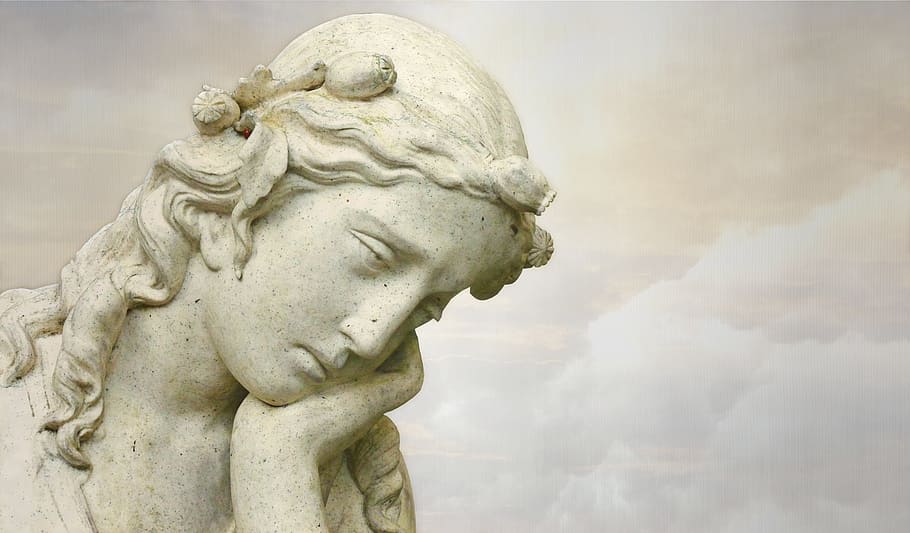 female concrete statue, sculpture, art, marble, monument, angel