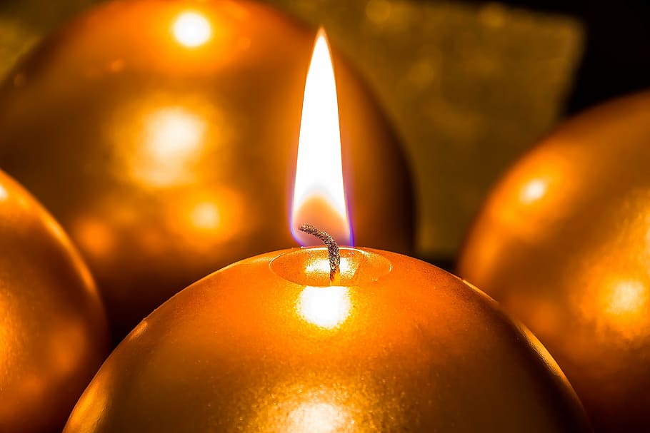 shallow focus photo orange candles, christmas candle, candlelight, HD wallpaper