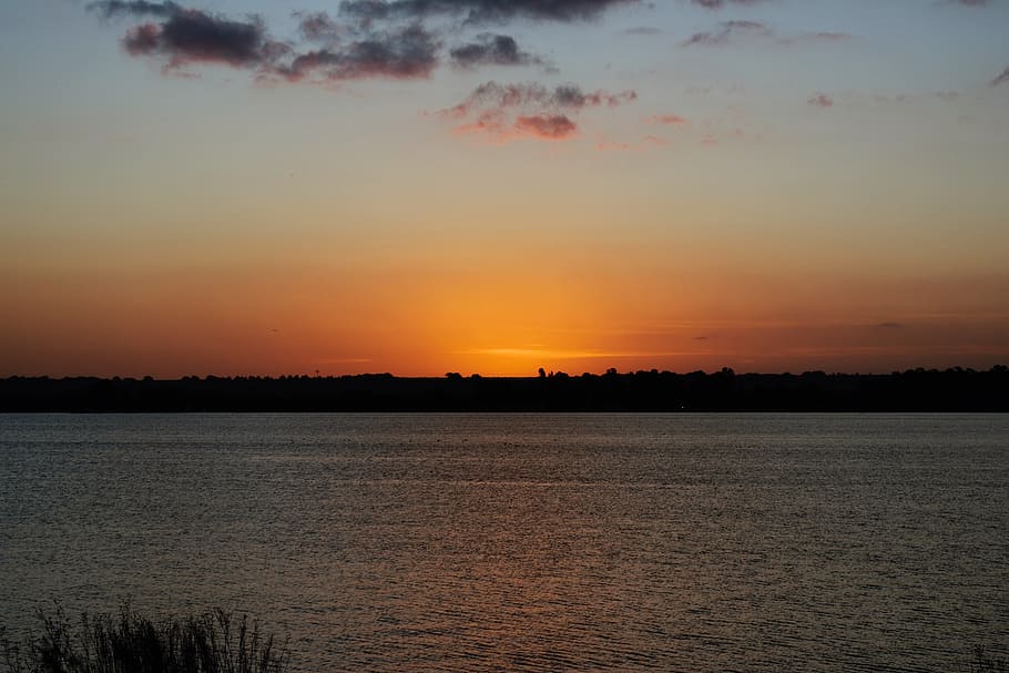 sunset, light, sky, lake, water, landscape, reflection, laguna HD wallpaper