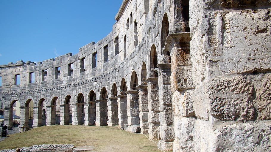 the coliseum, pula, croatia, istria, antique, pula arena, monuments