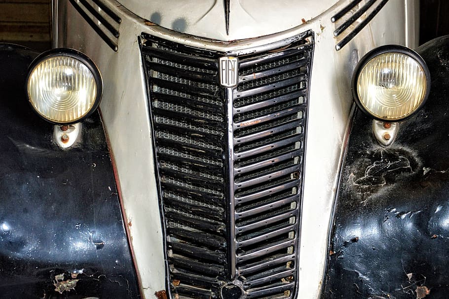 Car, Grille, Spotlight, Oldtimer, car front, auto, fiat, fiat 1100b HD wallpaper