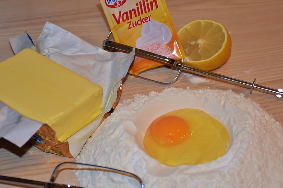 bake, dough, flour sugar, egg, butter, lemon, ingredients, knead HD wallpaper