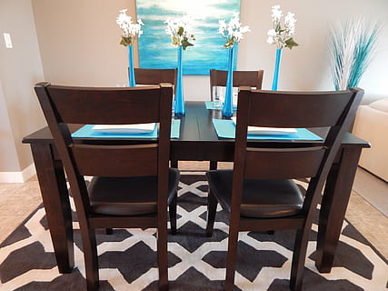 rectangular-top brown wooden dining table, dining room, home HD wallpaper