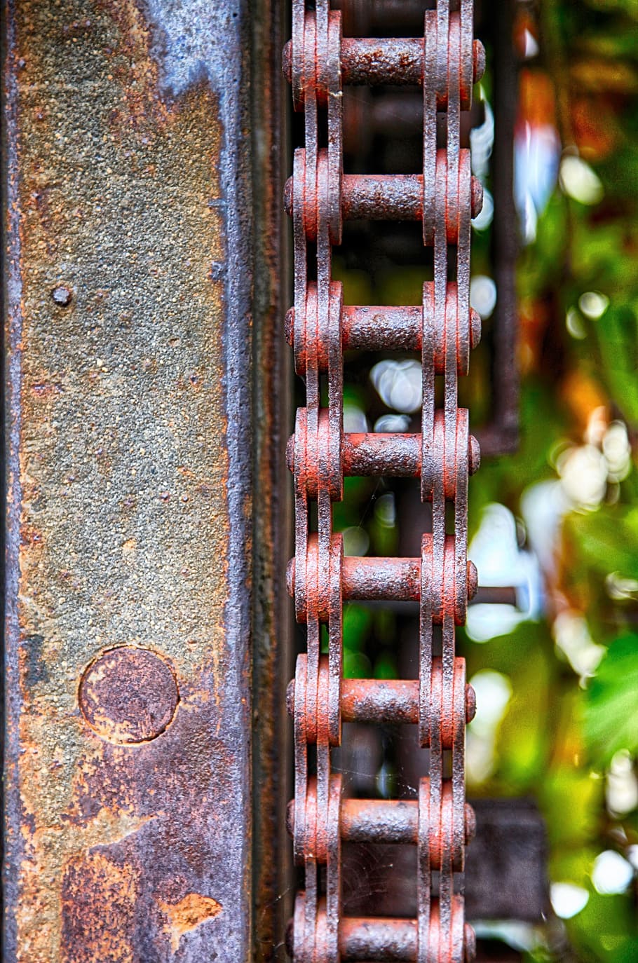 chain, drive, gate, sawmill, stainless, old, rusted, rusty HD wallpaper