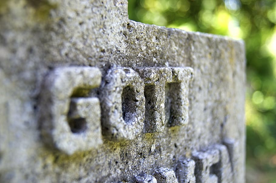 gott text embossed concrete surface, god, stone, typography HD wallpaper