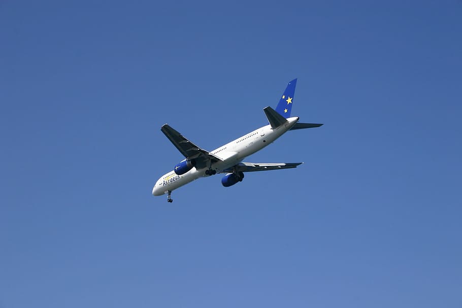 Plane, Greece, the plane, sky, flying, blue, air vehicle, transportation HD wallpaper