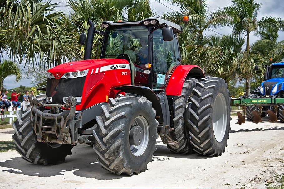 tractor, big, heavy, vehicle, equipment, wheel, industry, machine, HD wallpaper