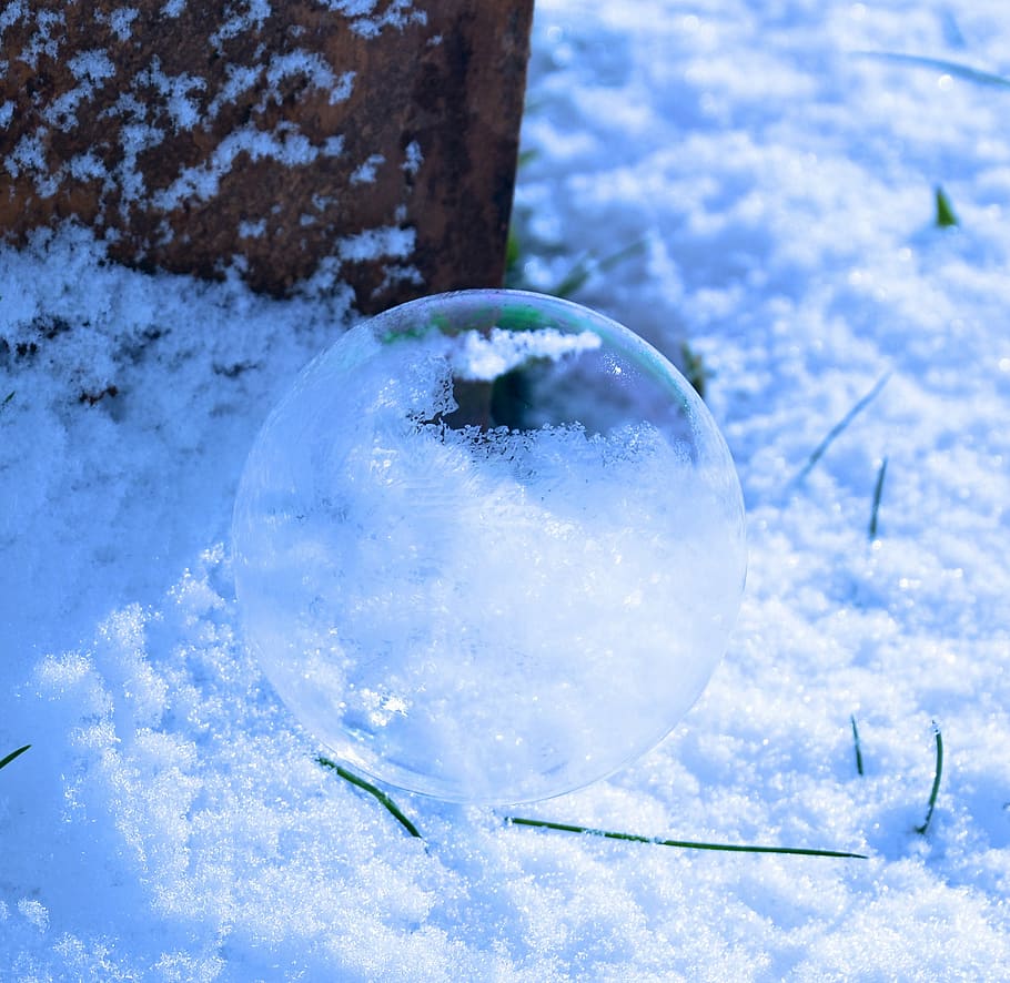 soap bubble, ball, snow, winter, cold temperature, nature, no people HD wallpaper