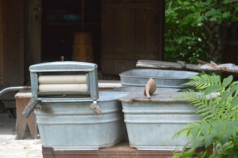 basins, washing, antique, rustic, home, clean, tub, laundry HD wallpaper