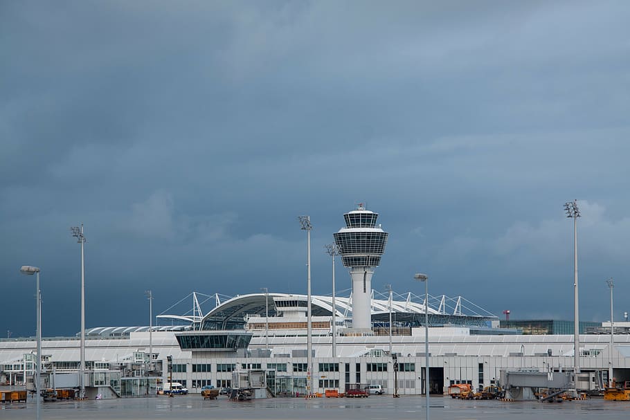 birds eye view of Airport, international, munich, architecture, HD wallpaper