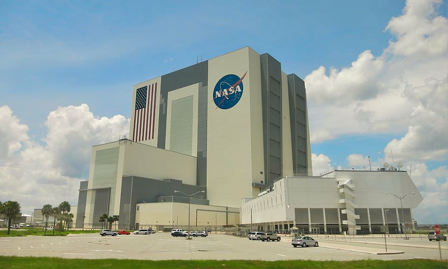 NASA building, usa, florida, space travel, space shuttle hangar, HD wallpaper