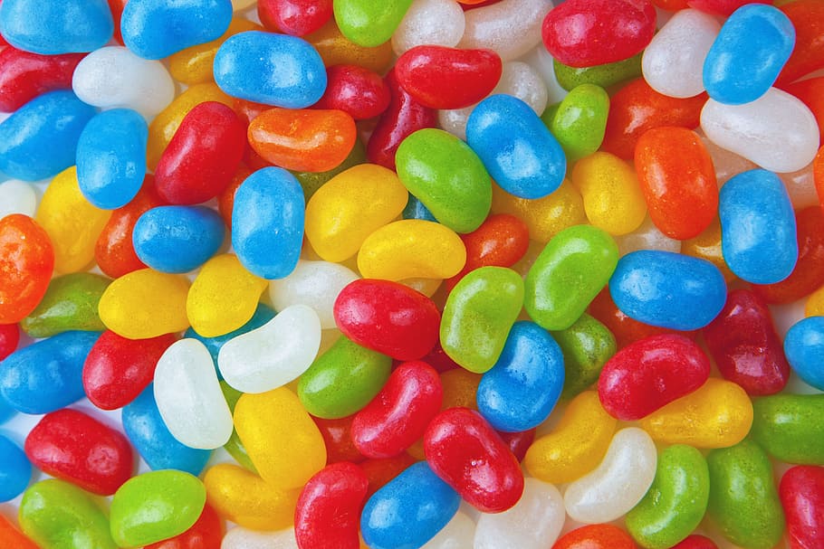 jelly beans, candy, sweets, colorful, sugar, background, food, HD wallpaper