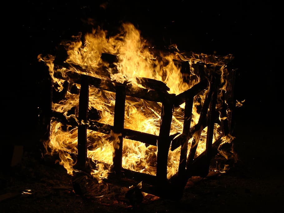 box, wood, fire, night, fire - Natural Phenomenon, flame, heat - Temperature HD wallpaper