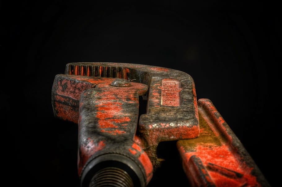 pipe wrench, plumber, pliers, force, tool, corner swede, red, HD wallpaper