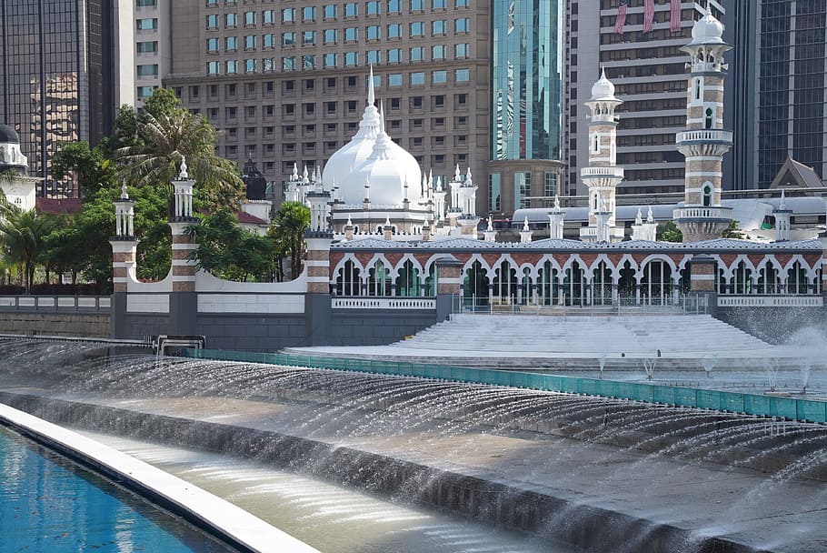 Hd Wallpaper Masjid Jamek Mosque Water Display River Of Life Project Muddy Confluence Wallpaper Flare