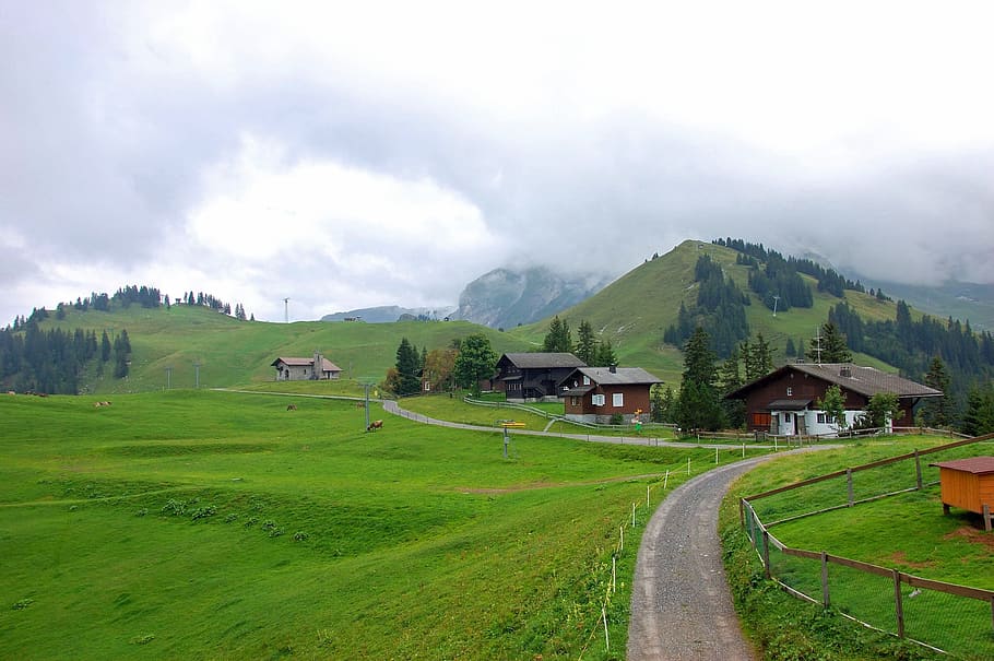 Klewenalp, Mountains, Clouds, Sky, nature, trail, landscape HD wallpaper