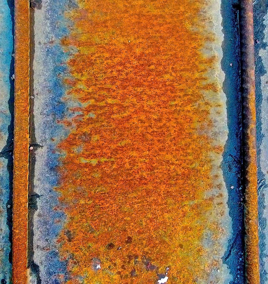 rust, orange, blue, metal, structure, multi colored, close-up HD wallpaper