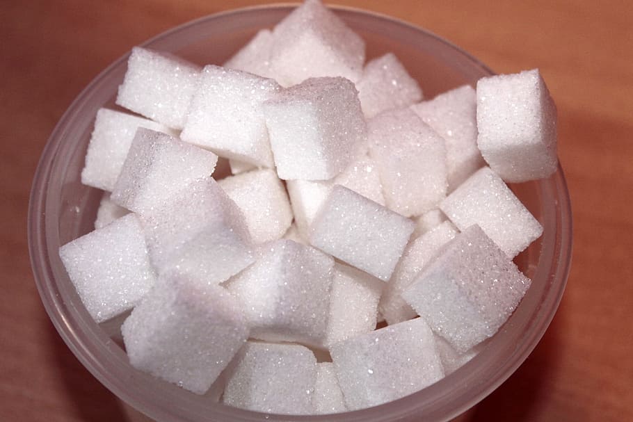 square cube styrofoams in bowl, sugar, sugar lumps, sugar cube
