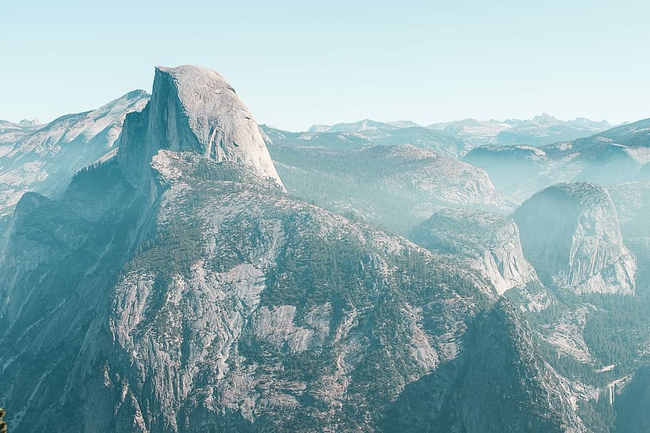 bird's eye photography of rock mountains, mountain aerial photography HD wallpaper