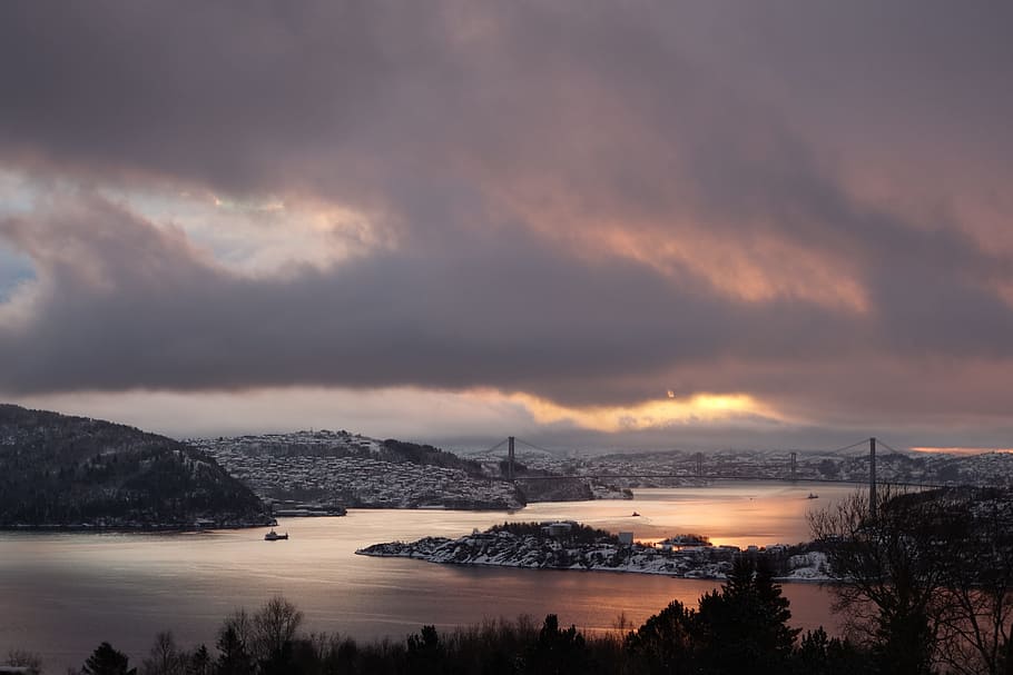 Clouds, Norway, Landscape, storm, sky, winter, sunset, nature HD wallpaper