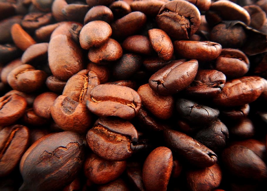 closeup photography of roasted coffee beans, coffe grains, brown HD wallpaper