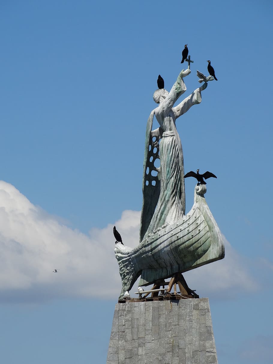 Bulgaria, Statue, nessabar, saint nicholas, bird, sky, animal themes HD wallpaper