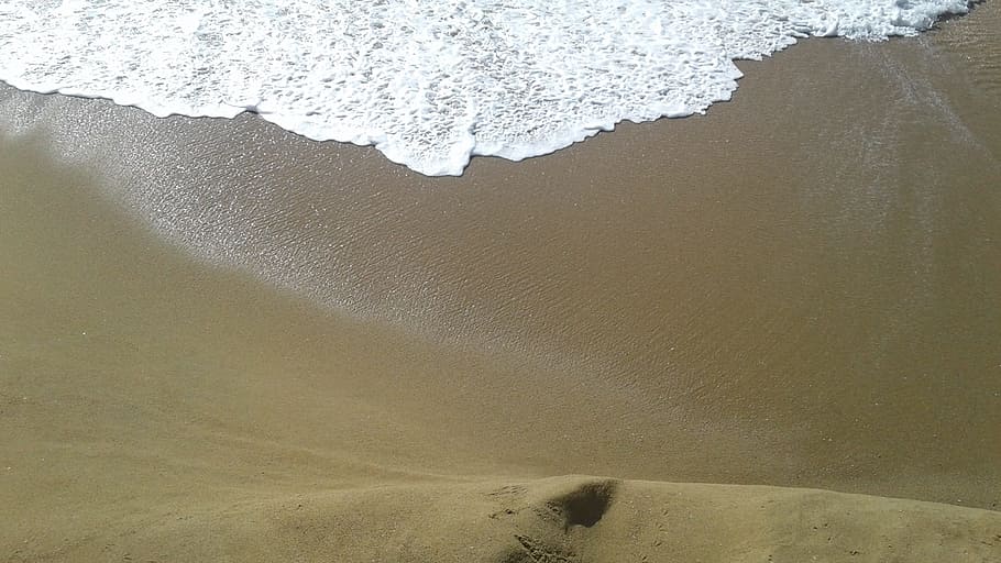 wave, foam, beach, sand, water, waves, sea, surfing, land, aquatic sport HD wallpaper