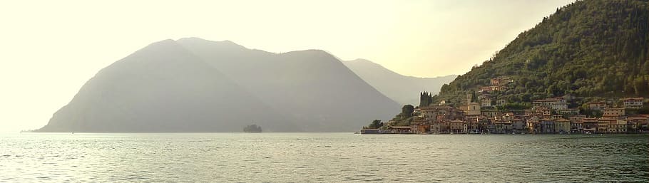 iseo lake, montisola, landscape, panoramic, nature, panorama, HD wallpaper
