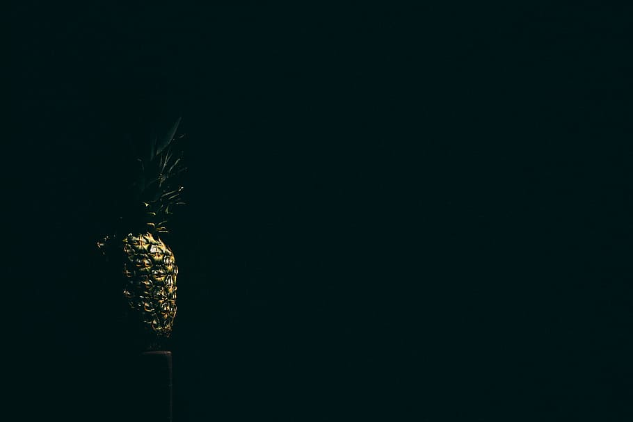 Pineapple, dark, exotic, fruit, minimal, minimalistic, simple, HD wallpaper