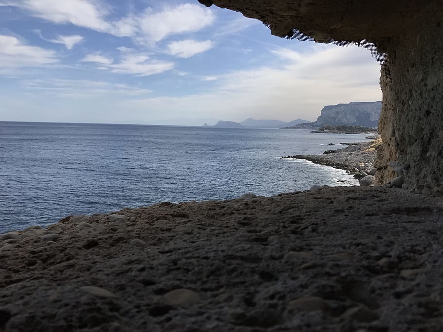 sea, bunker, clouds, water, sky, scenics - nature, beauty in nature HD wallpaper