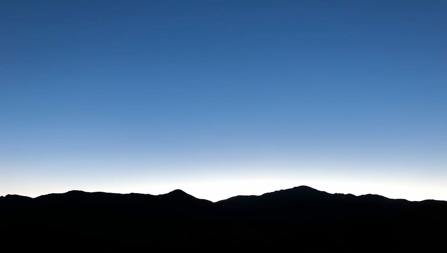 silhouette of mountain, silhouette photo of mountain, nature HD wallpaper