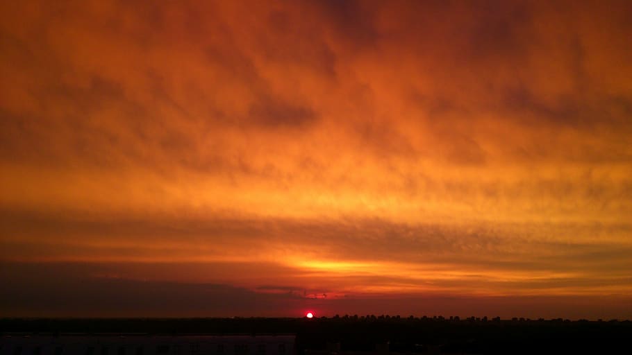 white clouds at golden hour, sky, red, blood, sunset, sundown HD wallpaper
