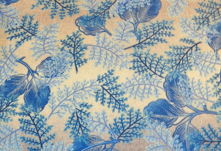 fabric, patterns, background, blue, design, texture, textile, HD wallpaper