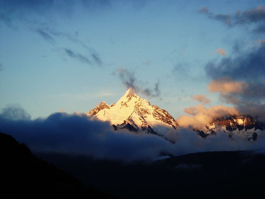 mountain, sacred, meilin mountain, sunrise, landscape, sky HD wallpaper