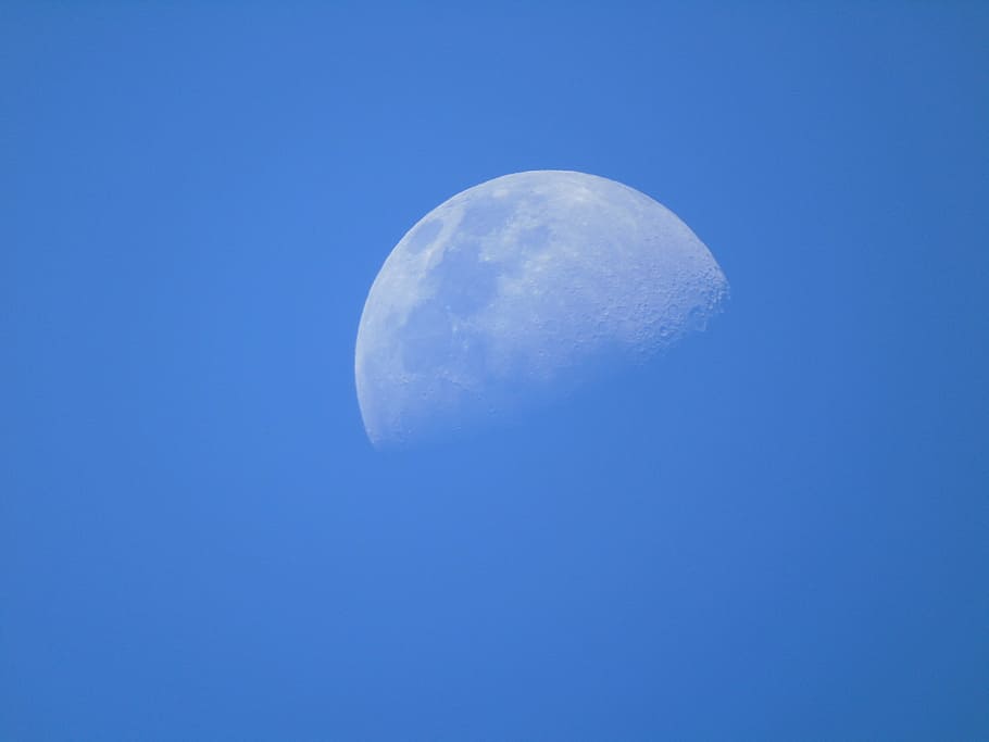 sunset, moon, sky, beauty, blue sky, peace, sky moon, space HD wallpaper