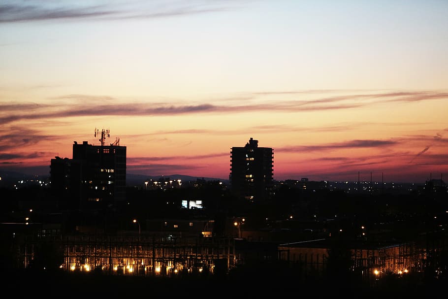 silhouette photography of high-rise building, city, buildings HD wallpaper