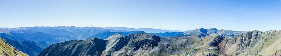 landscape, mountain, mountain range, nature, panoramic, sky HD wallpaper