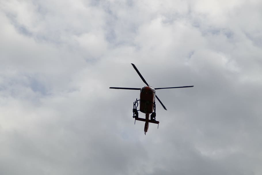 helicopter, sky, blue, fly, circles, rescue helicopter, mountain rescue service HD wallpaper
