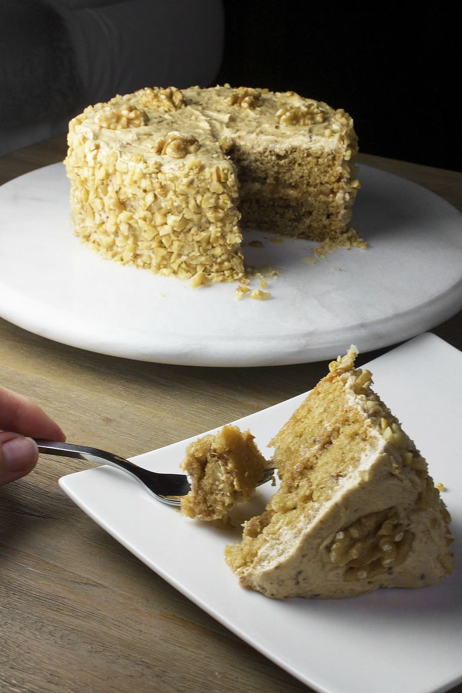 cake, maple, walnut, sweet, dessert, homemade, slice, baking HD wallpaper