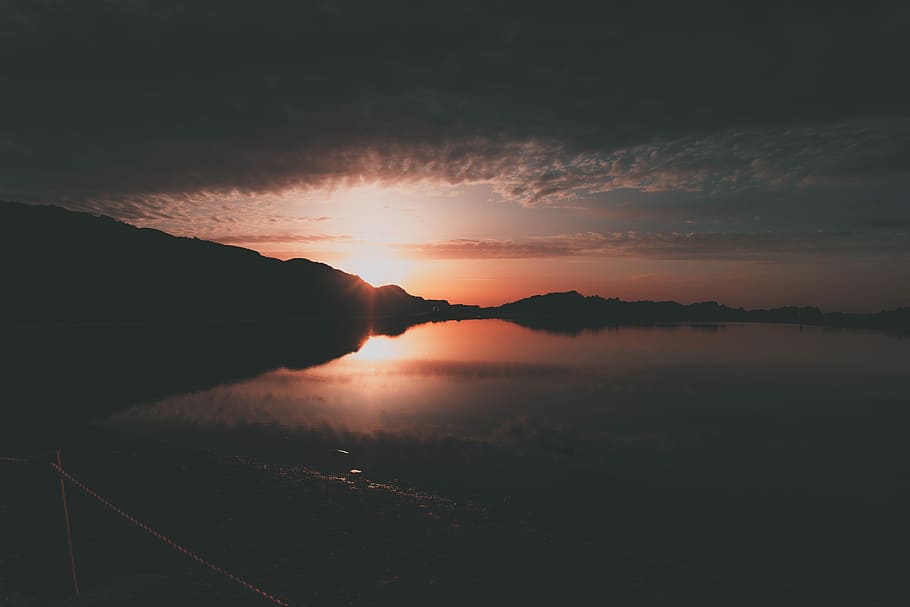 landscape photography of mountains during sunset, island during sunset HD wallpaper