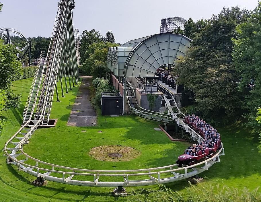 roller coaster, start, heide park, big loop, round, technology HD wallpaper