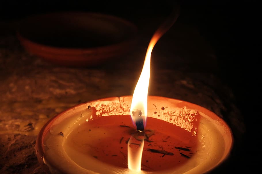 closeup photo of lit candle, flame, light, wax, sparks, devotion HD wallpaper