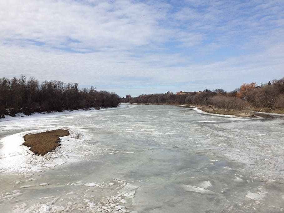 Frozen, River, Winter, Snow, Cold, Ice, white, sky, landscape HD wallpaper