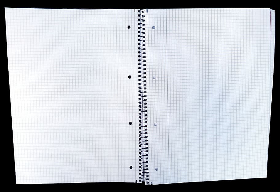 white graphic notebook, notes, write down, writing pad, college block, HD wallpaper
