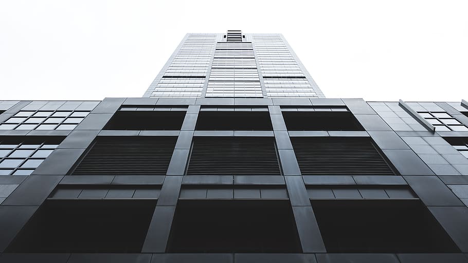 low angle photography of high-rise building, low angle photography og curtain building HD wallpaper