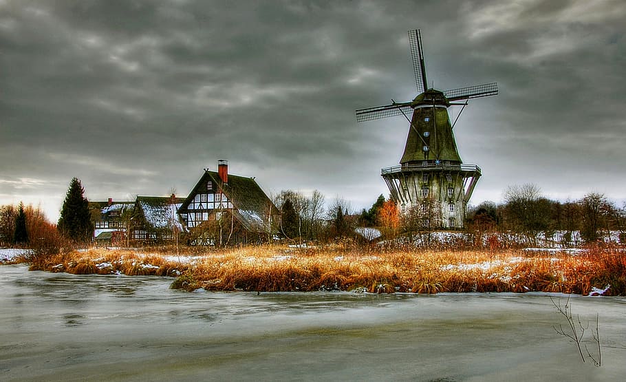brown and grey windmill near body of water photo, mills, museum, HD wallpaper