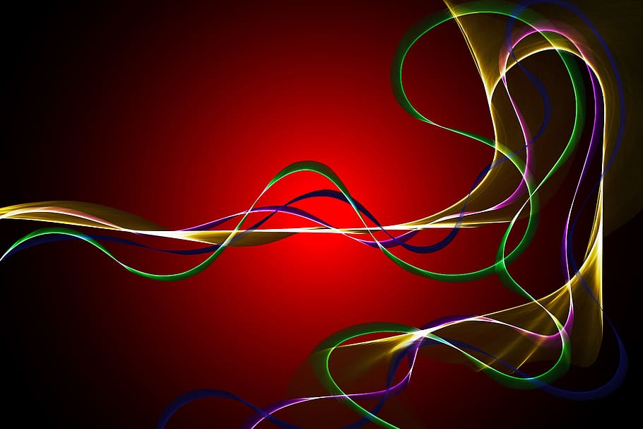 abstract, line, wave, design, pattern, fractal, energy, green HD wallpaper