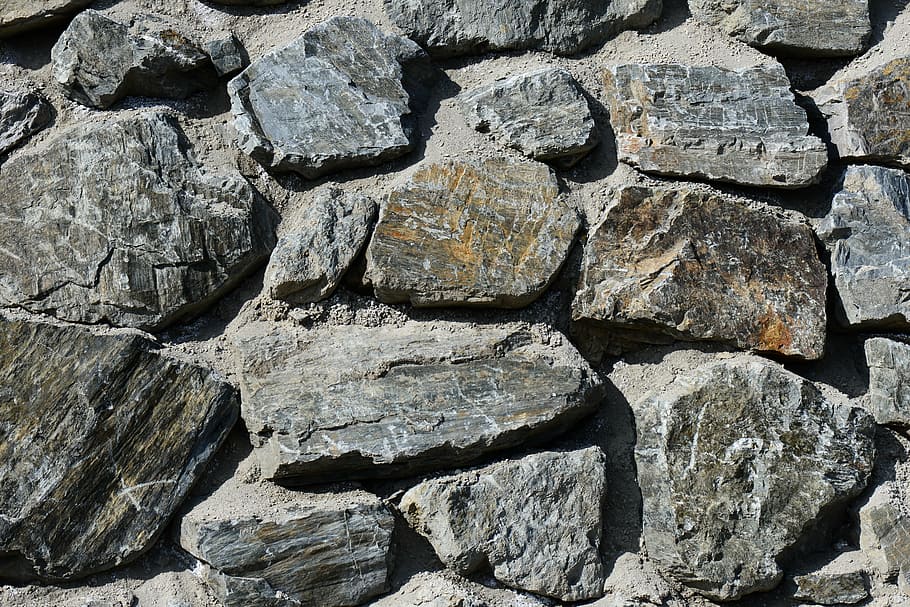 pile of gray stone, stones, stone wall, background, masonry HD wallpaper
