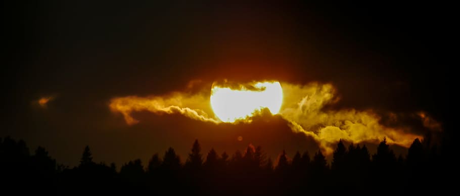 sun set over the horizon, sunset, evening sun, cloud, abendstimmung HD wallpaper